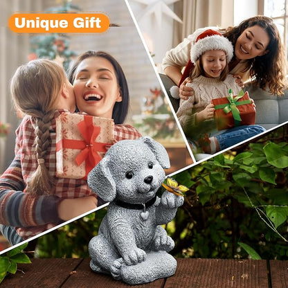 Solar Dog Garden Statue with Lantern Light – 8.2in Outdoor Dog Figurine - Image 2
