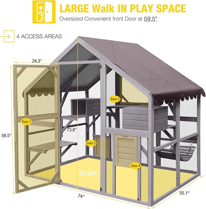 Aivituvin Large Catio Outdoor Cat Enclosure Window Design - Image 8
