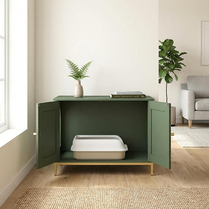 Homhedy Cat Litter Box Enclosure, Cat Washroom Furniture - Image 5