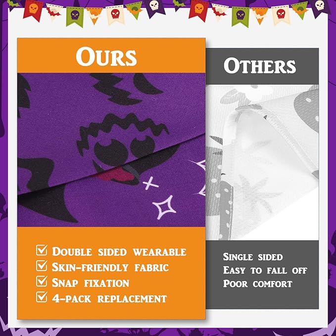 PAWCHIE Dog Halloween Bandanas 4 Pack, Reversible Pumpkin Dogs Scarf Bibs - Image 5