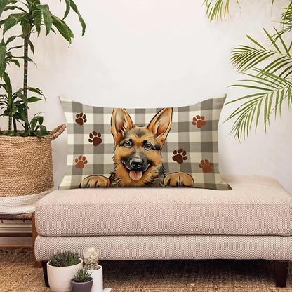 German Shepherd Dog Lumbar Decorative Throw Pillow Cover 12x20, Rectangular Paw - Image 6