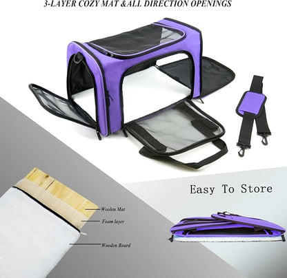 Soft Sided Carrier for Small Medium Cats Dogs, Removable Pad Collapsible Travel - Image 2