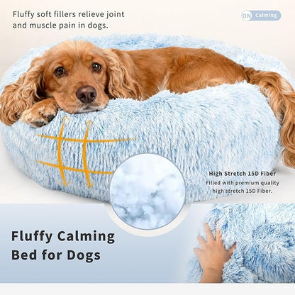 Calming Dog Bed for Medium Dogs Washable Donut 30 inches Anti-Slip Pet Bed - Image 3