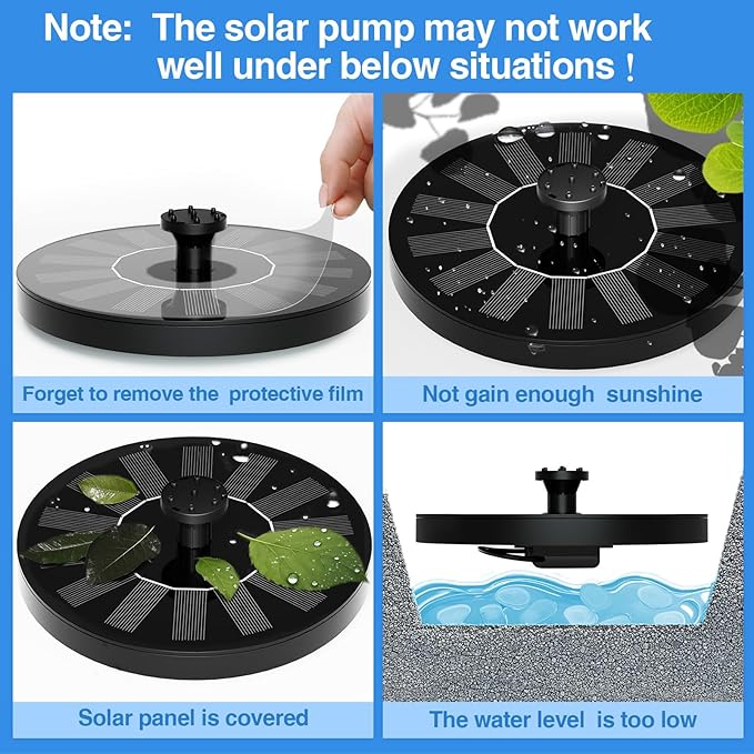 Solar Fountain Water Pump for Bird Bath, Floating Solar Powered Water Fountain - Image 2