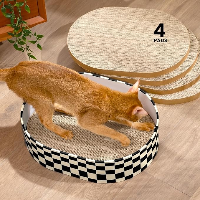 Cat Scratcher Box with 4 Cat Scratching Board Reversible Scratch Pad, Heavy by Conlun