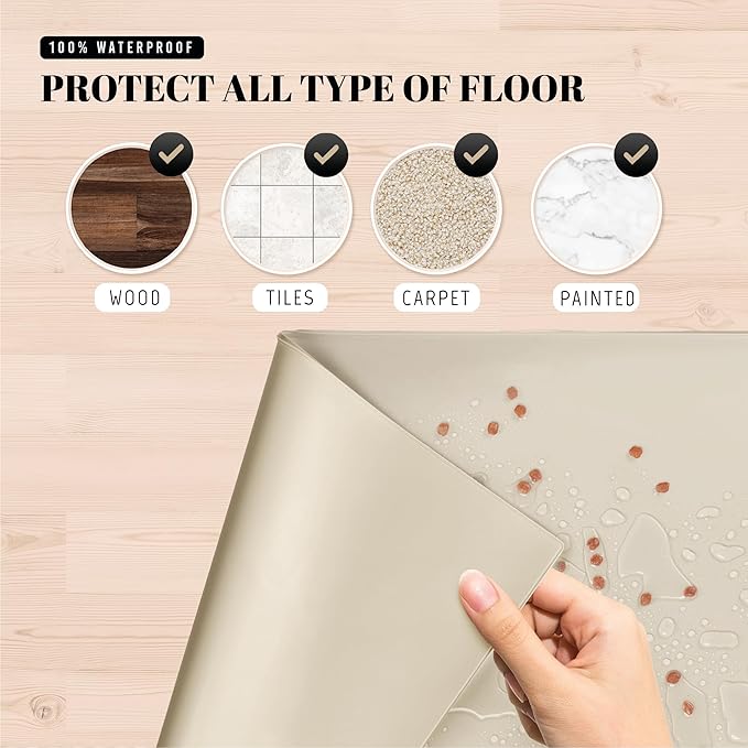 AVERYDAY 100% Waterproof Thicker Silicone Dog Food Mat, 0.63'' Raised Edge Bowl - Image 5