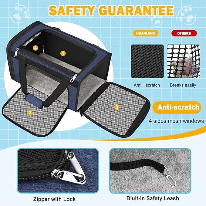 HUANLANG Cat Carrier Airline Approved, Soft-Sided Dog Carriers - Image 4