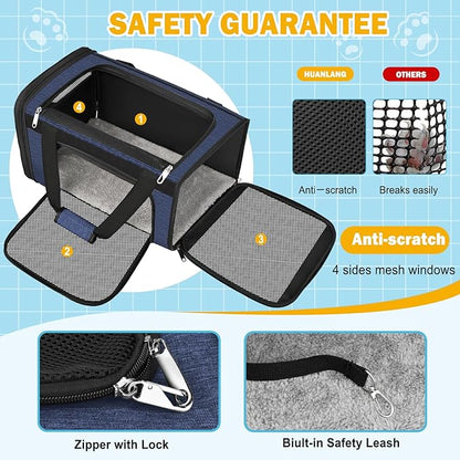 HUANLANG Cat Carrier Airline Approved, Soft-Sided Dog Carriers - Image 4