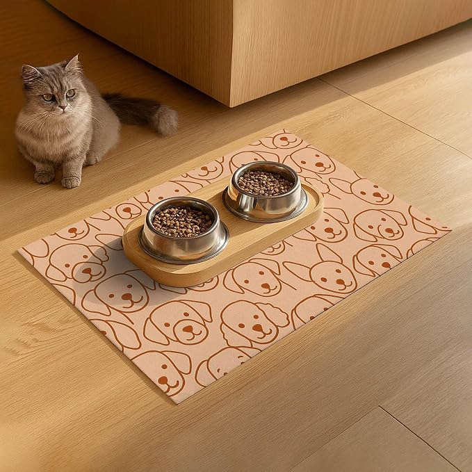 Adorable Cute Dog Faces Pattern Pets Food Mat Spill-Proof Pets Feeding Mats - Image 9