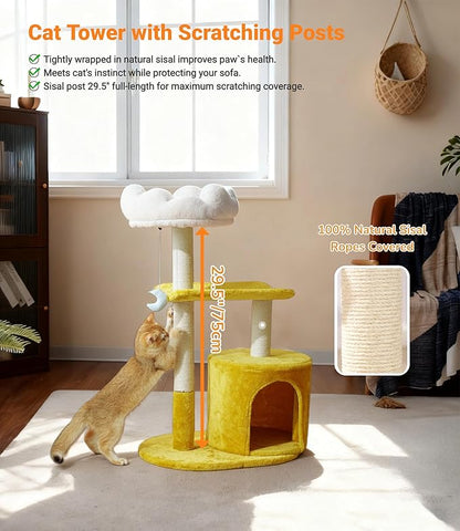Happi N Pets Cat Tree, Featuring Scratching Posts, Viewing Perch & Toys - Image 5