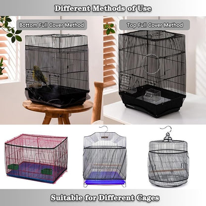 Bird Cage Seed Catcher, Bird Cage Net Cover Adjustable Bird Cage Netting Seed - Image 6
