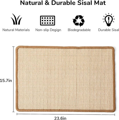 FUKUMARU Cat Scratcher Mat, 23.6 X 15.7 Inch Natural Sisal Cat Scratch Mats - Image 2