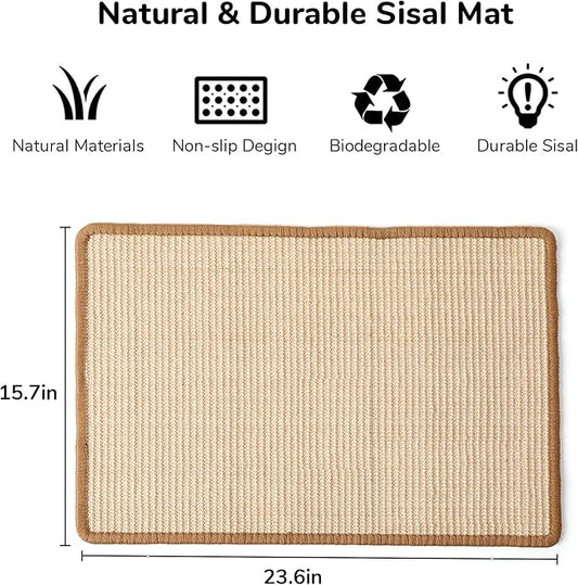FUKUMARU Cat Scratcher Mat, 23.6 X 15.7 Inch Natural Sisal Cat Scratch Mats - Image 2