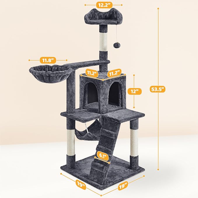 Yaheetech 54in Cat Tree, Spacious Condo and Hammock, Ideal Activity Center - Image 7