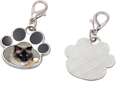 Custom Pet Photo Keychain Personalized Photo Pawprint Dog Tag Keychain Engraved - Image 2