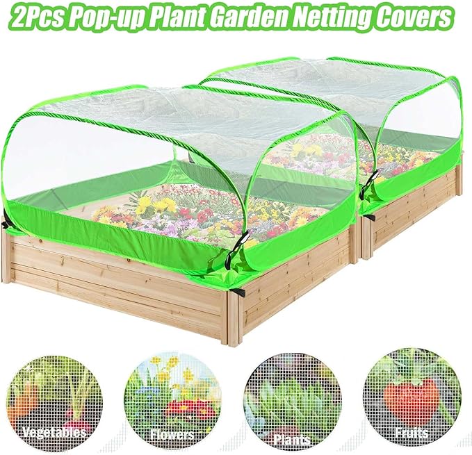 Pop Up Garden Mesh Plant Cover 2Pcs Outdoor Plant Protector Mesh Plant - Image 3