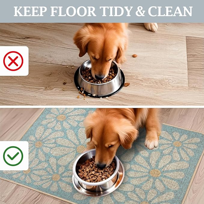 SHIYUE Dog Food Mats for Floors, Absorbent Cat Bowl for Food and Water - Image 4
