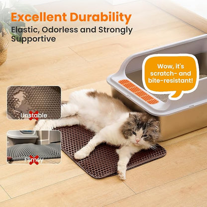 Small Cat Litter Mat, 20x14’’ Double Layer Honeycomb Cat Litter Box Mat - Image 6
