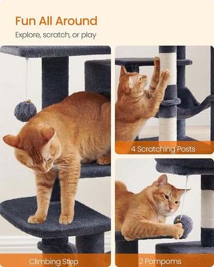Feandrea Cat Tree, 44.1-Inch Cat Tower, Plush Multi-Level Condo - Image 8