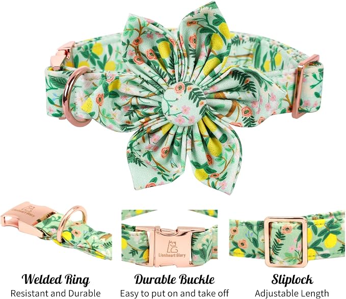 Lionheart Glory Cute Lemon Floral Pattern Adjustable Dog Collar - Image 3