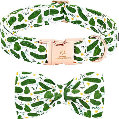Lionheart glory Dog Bow Collar Cucumbers Print Dog Collar by LionheartGlory