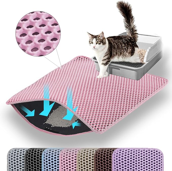 Cat Litter Mat, 24x18 Inches Large Double Layer Honeycomb Cat Litter Trapping by Petinstinct