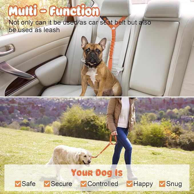 BWOGUE Pet Dog Cat Seat Belts, Car Headrest Restraint Adjustable Safety Leads - Image 6