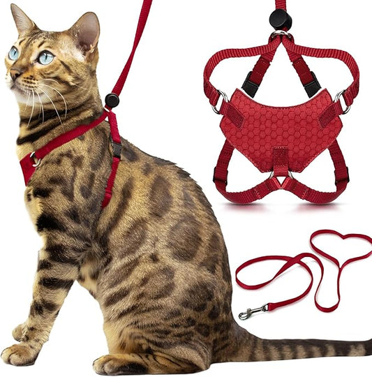 Houdini™ Escape Proof Kitten Harness and Leash Set by OutdoorBengal – Red by OutdoorBengal