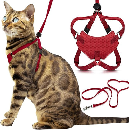 Houdini™ Escape Proof Cat Harness and Leash Set by OutdoorBengal – Red by OutdoorBengal