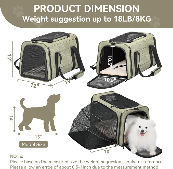 Petsfit Expandable Cat Carrier Dog Carrier, Soft-Sided Collapsible Portable Pet - Image 2