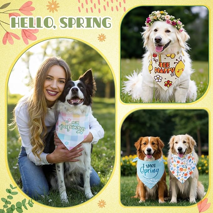 Kacctyen 50 Pcs Spring Dog Bandanas Bulk Large Bandanas - Image 2