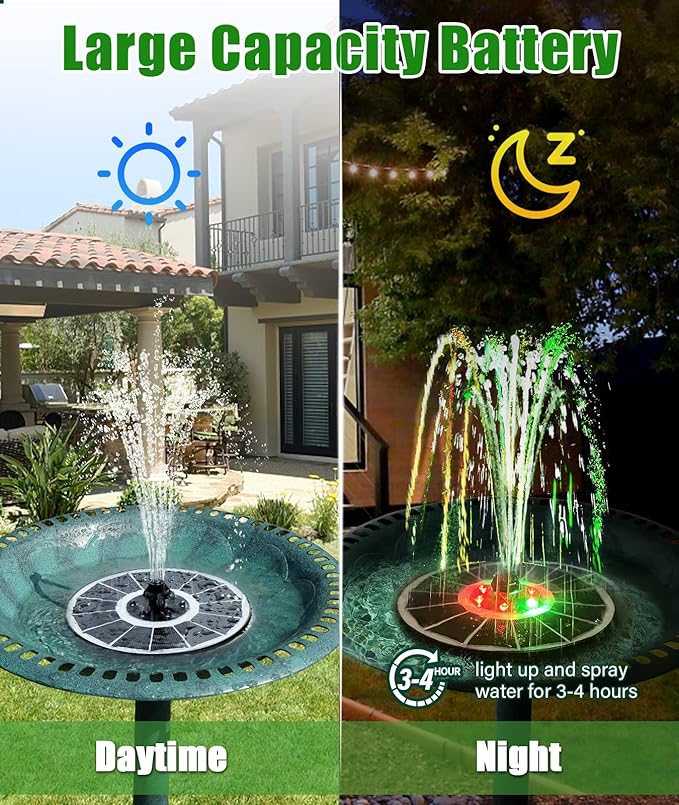 SZMP Solar Fountain Upgraded 100% Glass Panel, 3.5W Solar Powered Water Pump - Image 4