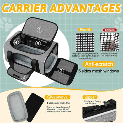 Petskd Pet Carrier 17x11x9.5 Alaska Airline Approved, Pet Travel Carrier Bag - Image 5
