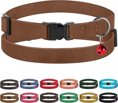 Muromto Breakaway Cat Collar Leather Soft Adjustable Pet Kitten Collars - Image 4