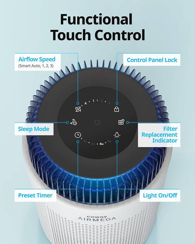 COWAY Air Purifiers for Home up to 810 ft², HEPA Filter and Carbon Filter for - Image 8