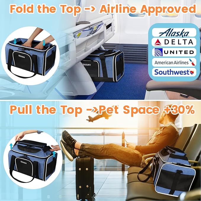 Petskd Top-Expandable Pet Carrier 17x11x9.5 Inches Alaska Airline Approved - Image 2