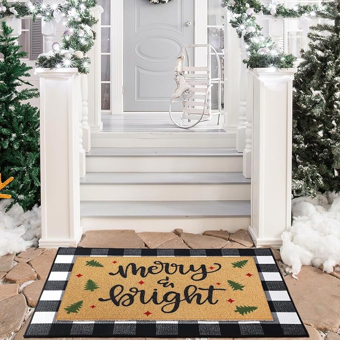 Tinideya 2 Pcs Door Mat Welcome Non Slip Coir Mats Floor Layering Doormats - Image 3