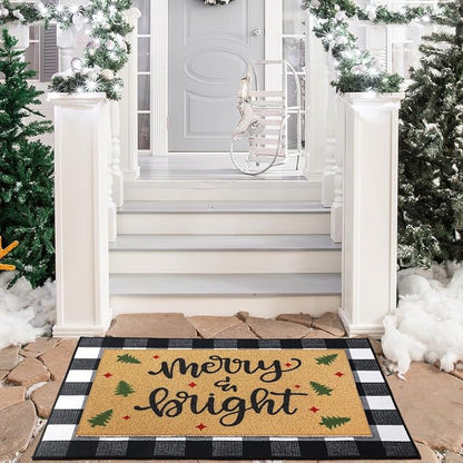 Tinideya 2 Pcs Door Mat Welcome Non Slip Coir Mats Floor Layering Doormats - Image 3