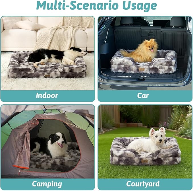 Orthopedic Dog Bed for Medium Small Size Dog, Soft and Warm Faux Fur Sofa for - Image 9