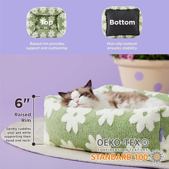 LE SURE Cute Dog Bed for Small Dogs & Cats- Washable Puppy Beds, Cozy Rectangle - Image 3