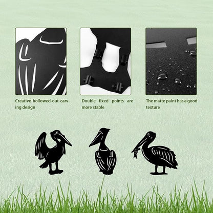 3 Pack Pelican Metal Garden Decorative Stakes, Weather Proof Silhouette Statues - Image 5