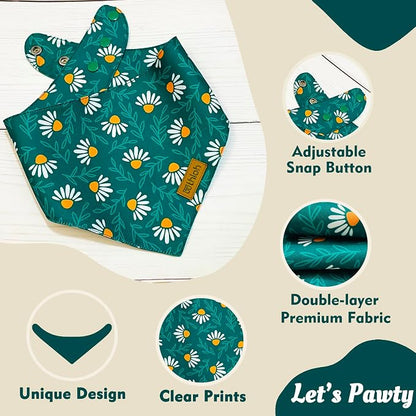 Spring Dog Bandanas with Snap Button, 2 Pack Floral Dog Scarf - Image 5