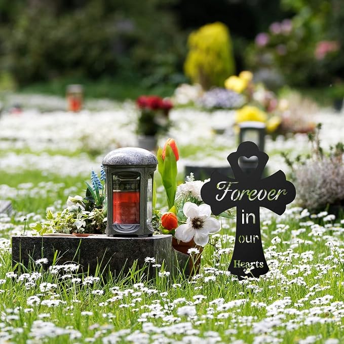 Grave Decorations for Cemetery: Forever in Our Hearts Metal Pet Grave Marker - Image 6