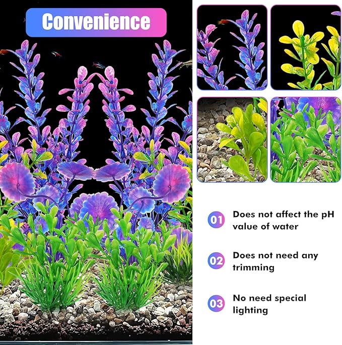 AQUANEAT Artificial Fish Tank Plants, Plastic Aquarium Decorations - Image 3