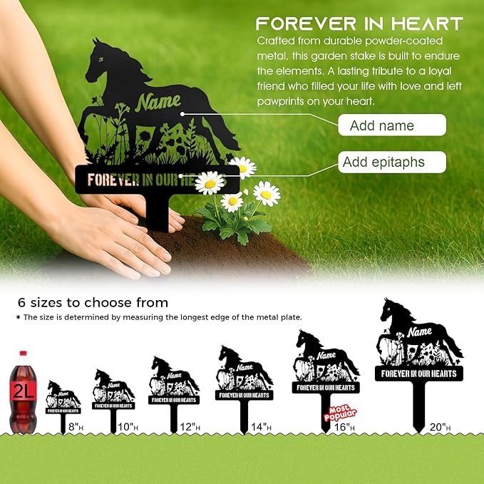 Personalized Horse Grave Marker Custom Memorial Stake, Metal Graveside Sign - Image 4