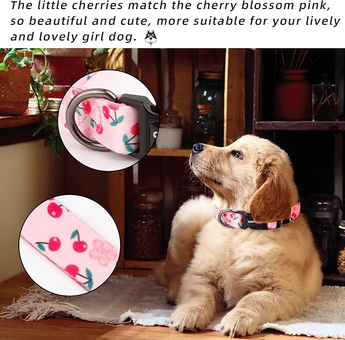QQPETS Adjustable Soft Dog Collar: Print Flower Pink Multicolor Cute Patterns - Image 2
