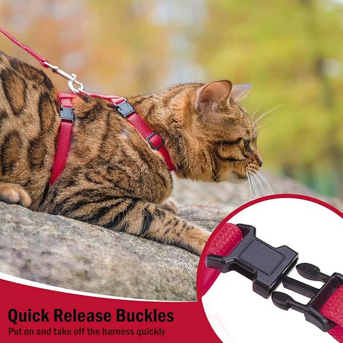 PUPTECK Adjustable Cat Harness and Leash Set Escape Proof Kitten Strap Collar - Image 3