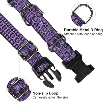 Martingale Dog Collar, Adjustable Nylon Reflective Collar - Image 3