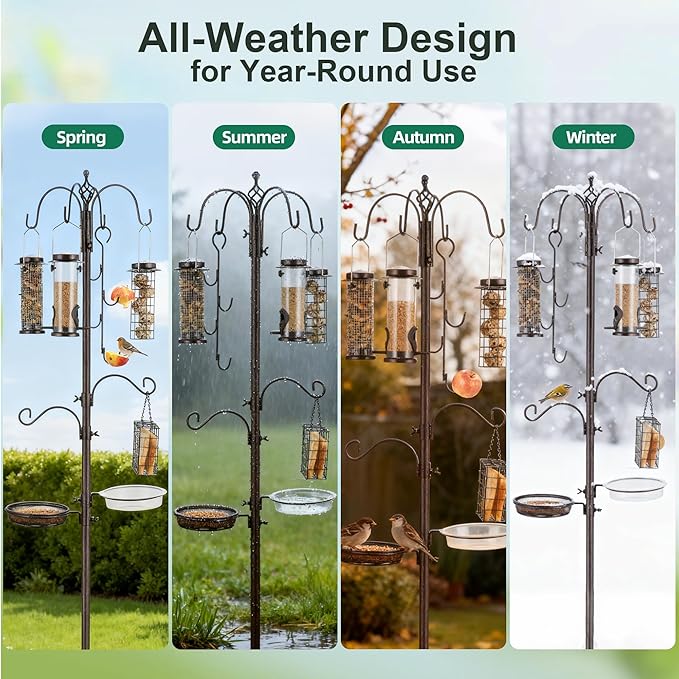 Bird Feeding Station Kit Pole Wild Bird Feeder Hanging Planter Hanger Multi - Image 6
