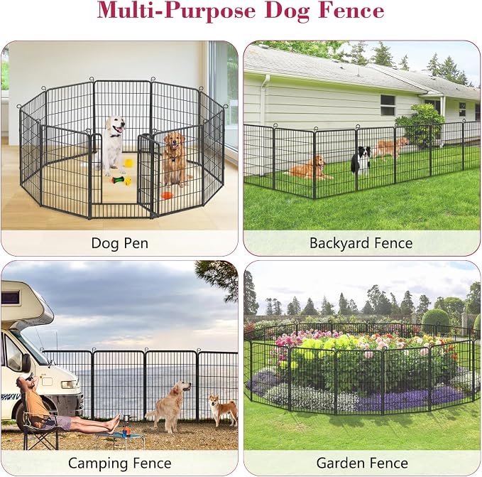 Dog Playpen 40 inch Dog Fence for Outdoor Indoor Use Heavy Duty Metal Dog Pen - Image 6